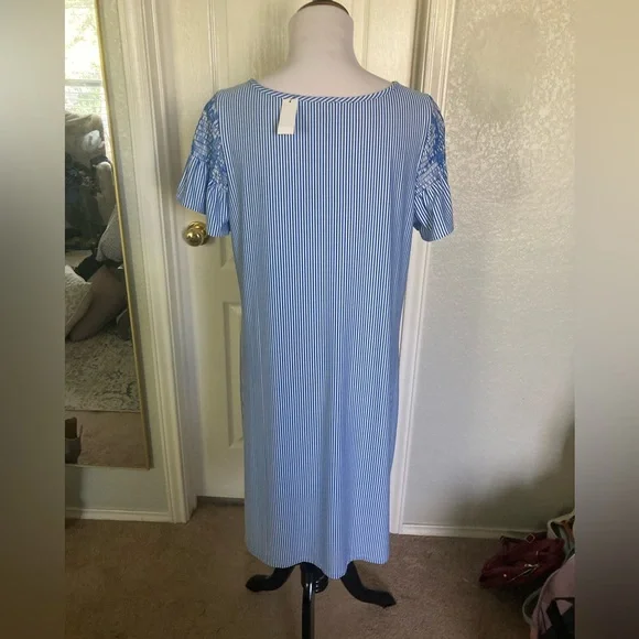 NWT Talbots blue white striped dress size L - Picture 3 of 6